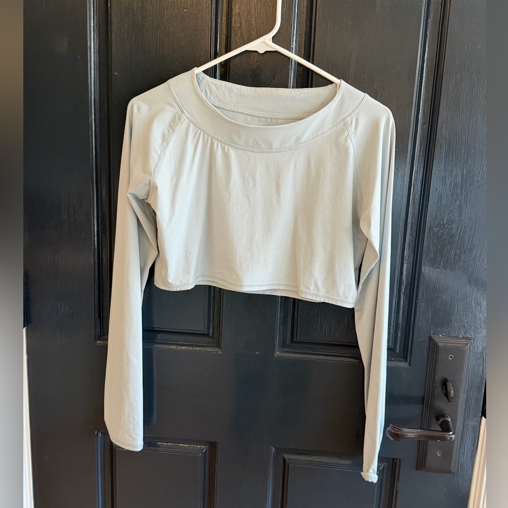 Women's Light Blue UV  Long Sleeve Crop Top
